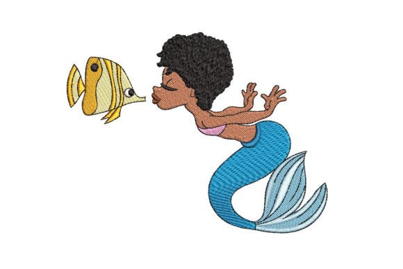 African Mermaid Girl with a Fish Embroidery Review